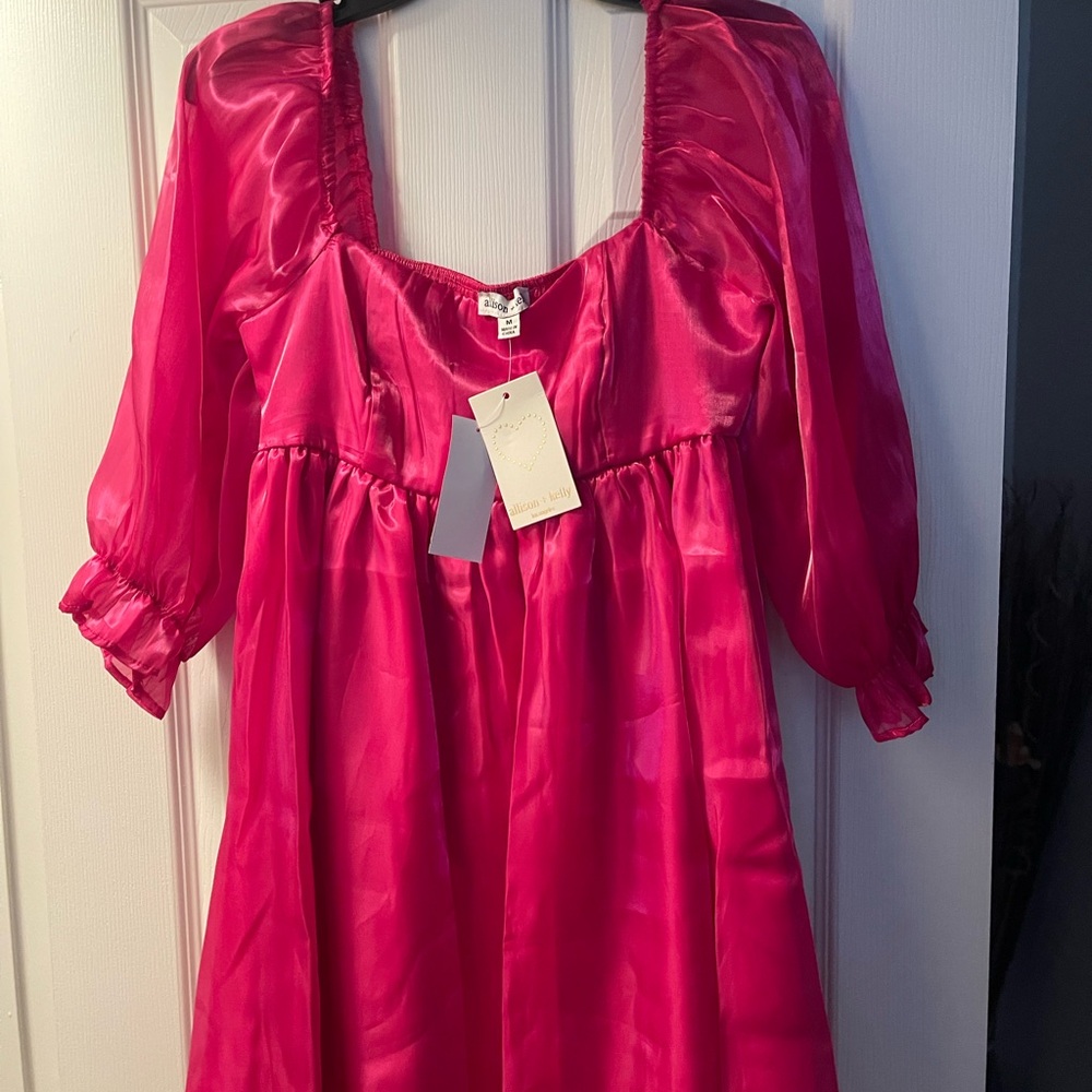 Vibrant Pink Satin Dress